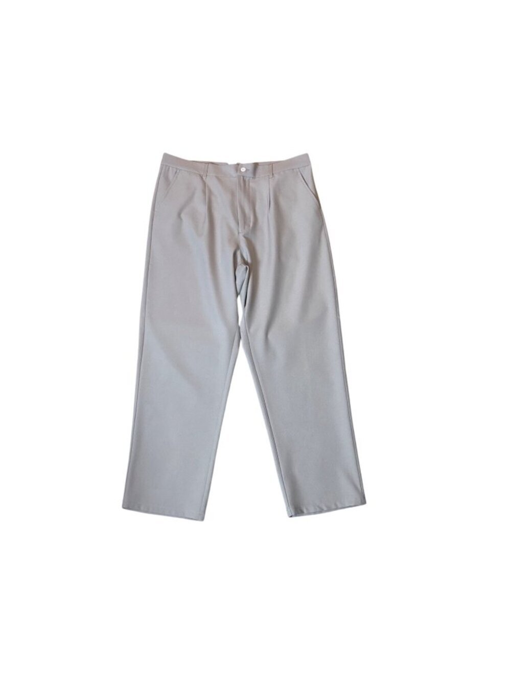 Grey Flat-Front Mens Dress Pants With Button Closure & Side Pockets Size M